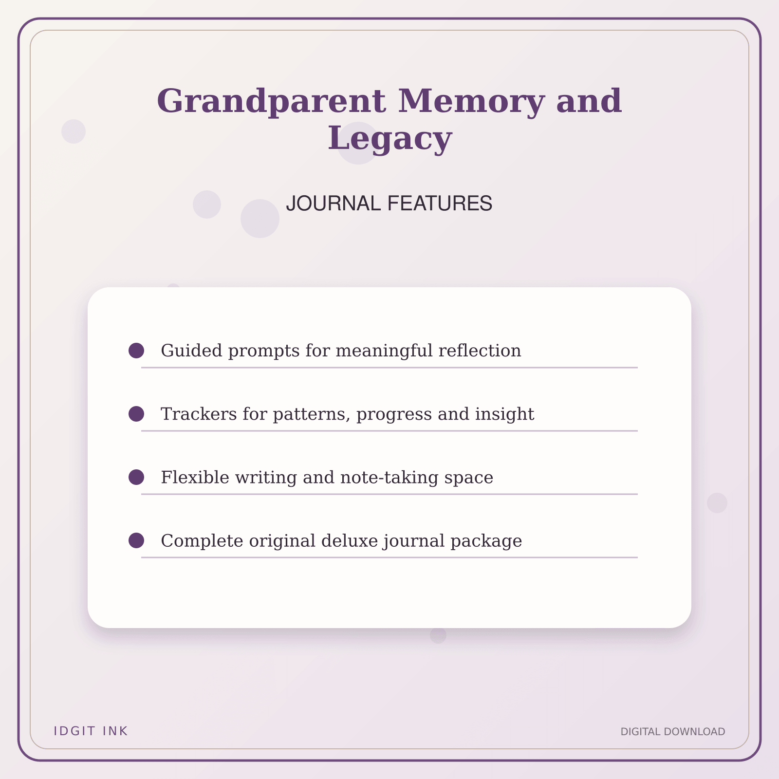 Idgit Ink Grandparent Memory and Legacy deluxe journal and planner bundle — journal prompts and reflection features