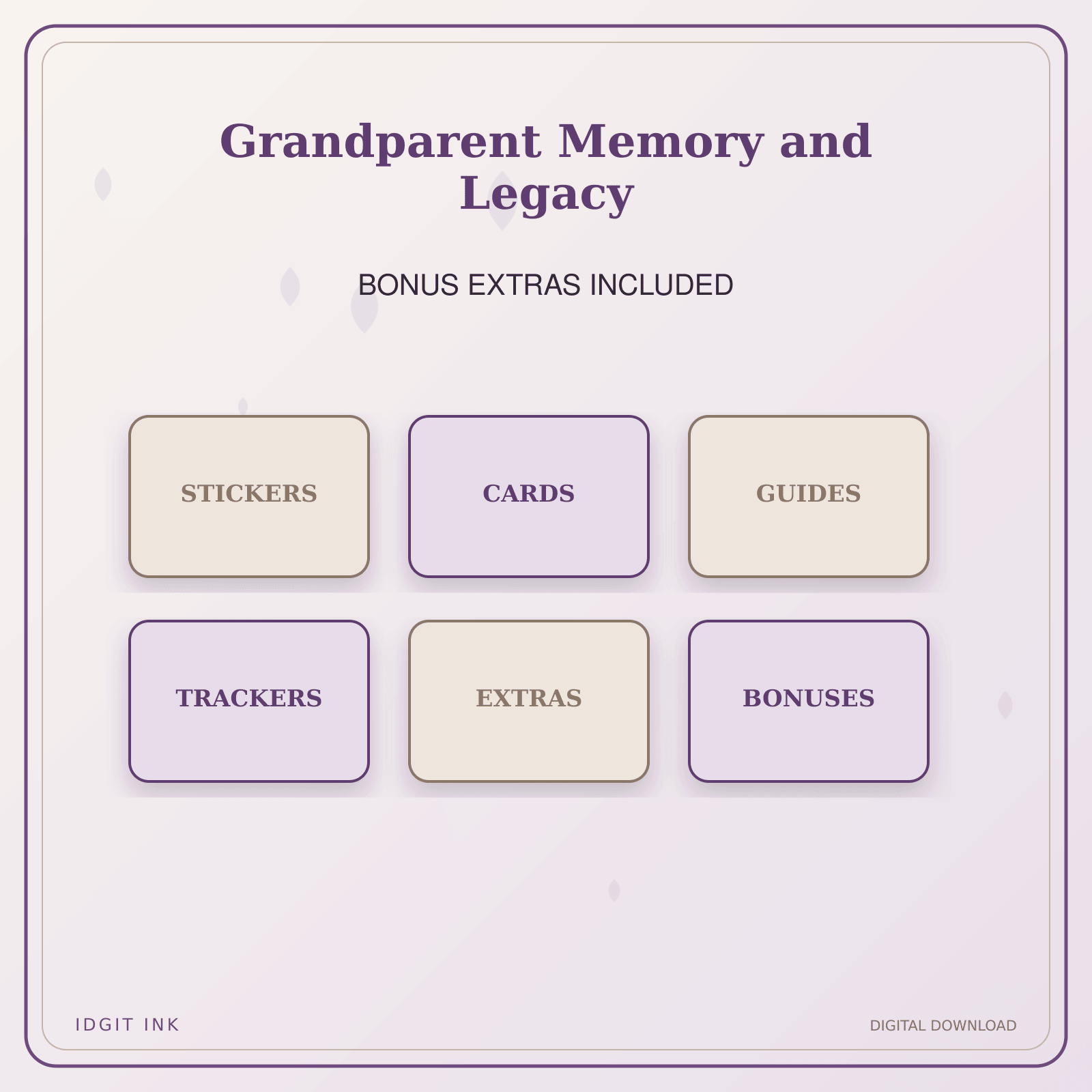Idgit Ink Grandparent Memory and Legacy deluxe journal and planner bundle — included digital stickers and cards