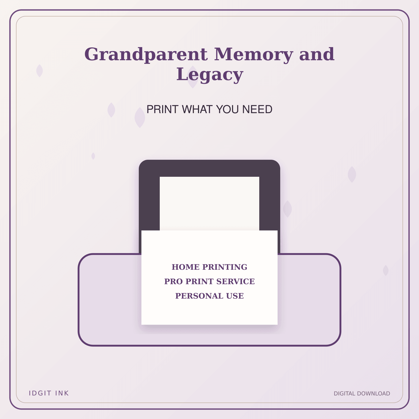 Idgit Ink Grandparent Memory and Legacy deluxe journal and planner bundle — home and professional printing information