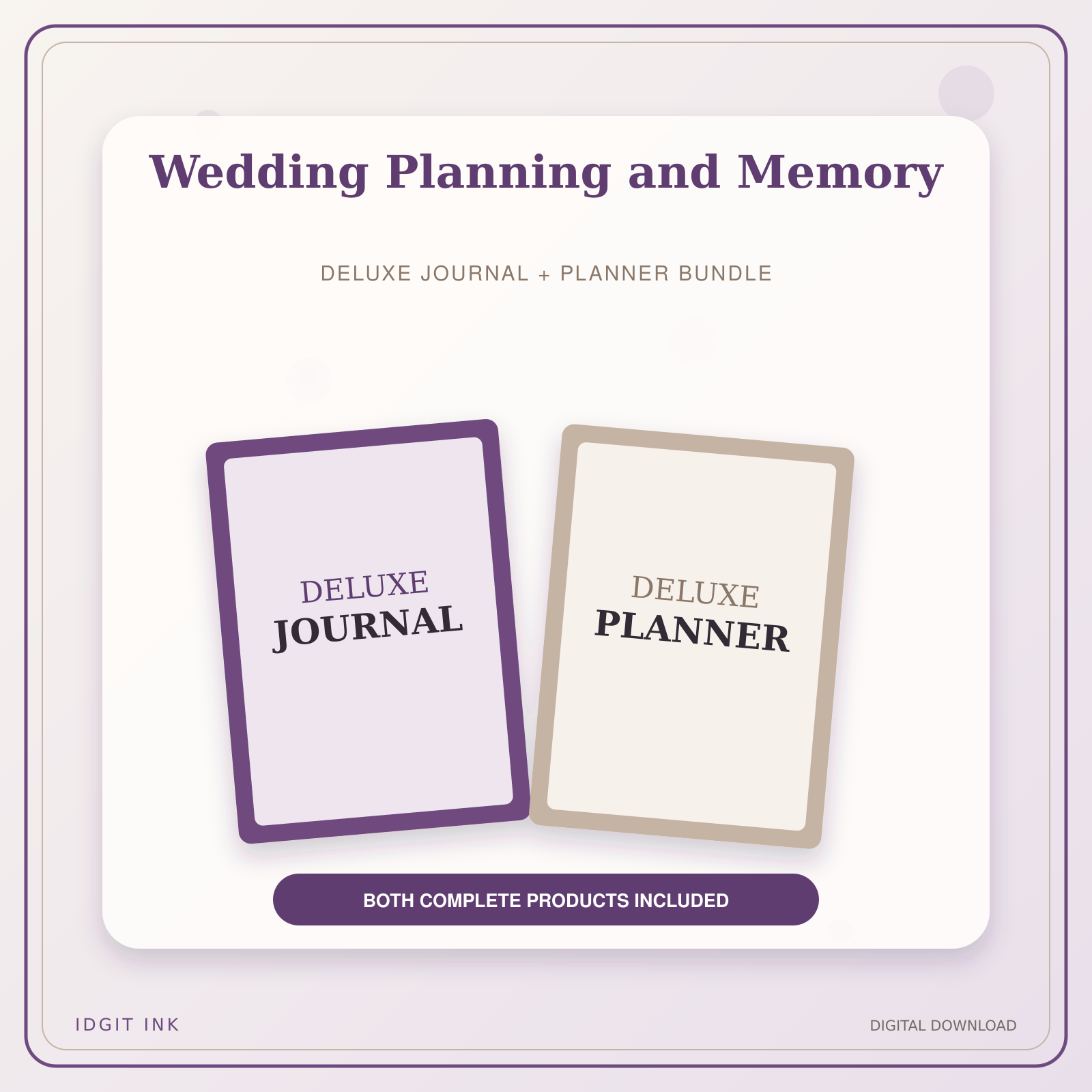 Idgit Ink Wedding Planning and Memory deluxe journal and planner bundle — primary bundle cover showing both deluxe products