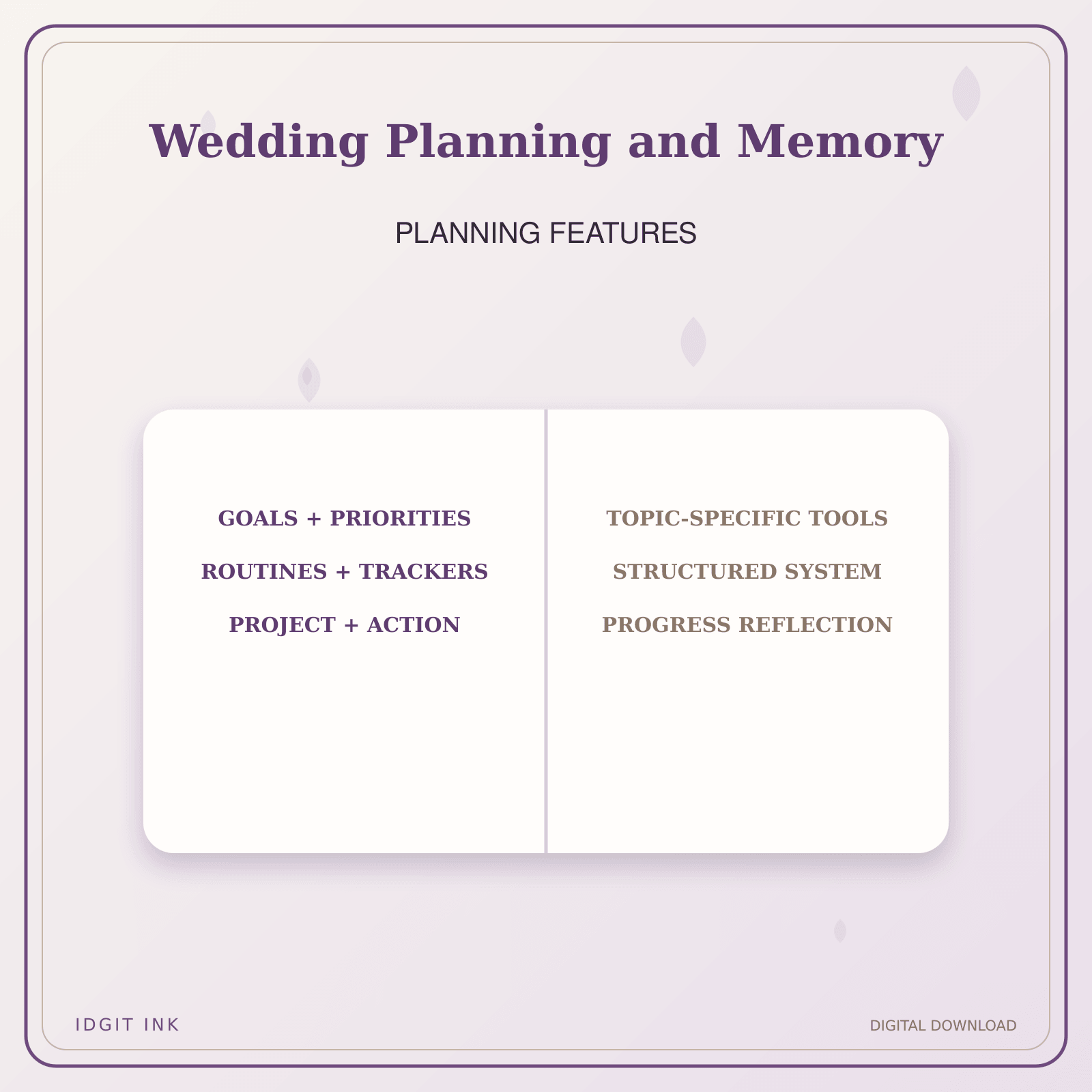 Idgit Ink Wedding Planning and Memory deluxe journal and planner bundle — planner organization and planning features