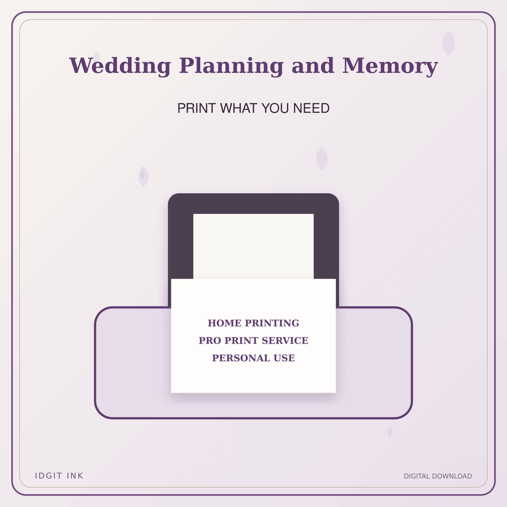 Idgit Ink Wedding Planning and Memory deluxe journal and planner bundle — home and professional printing information
