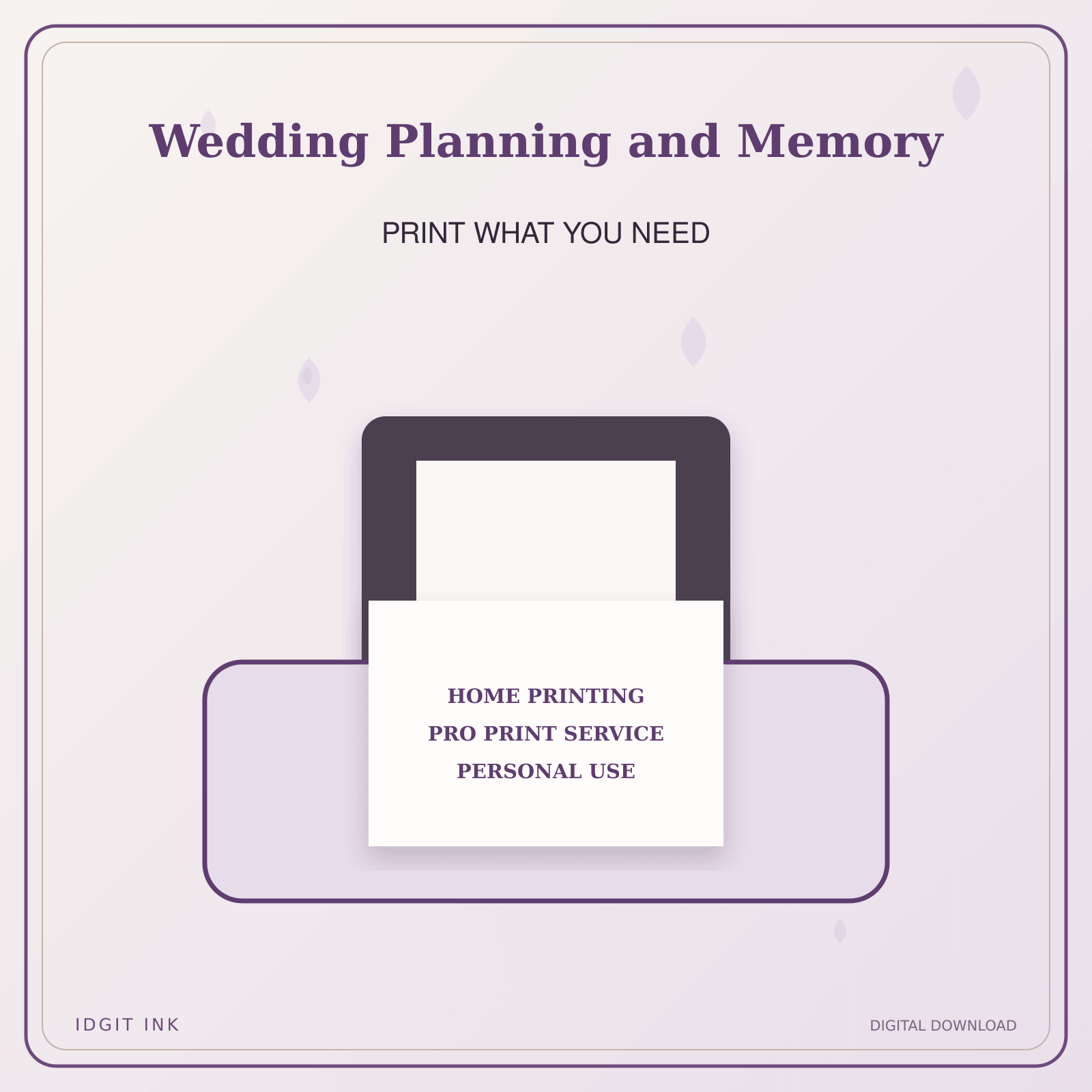 Idgit Ink Wedding Planning and Memory deluxe journal and planner bundle — home and professional printing information
