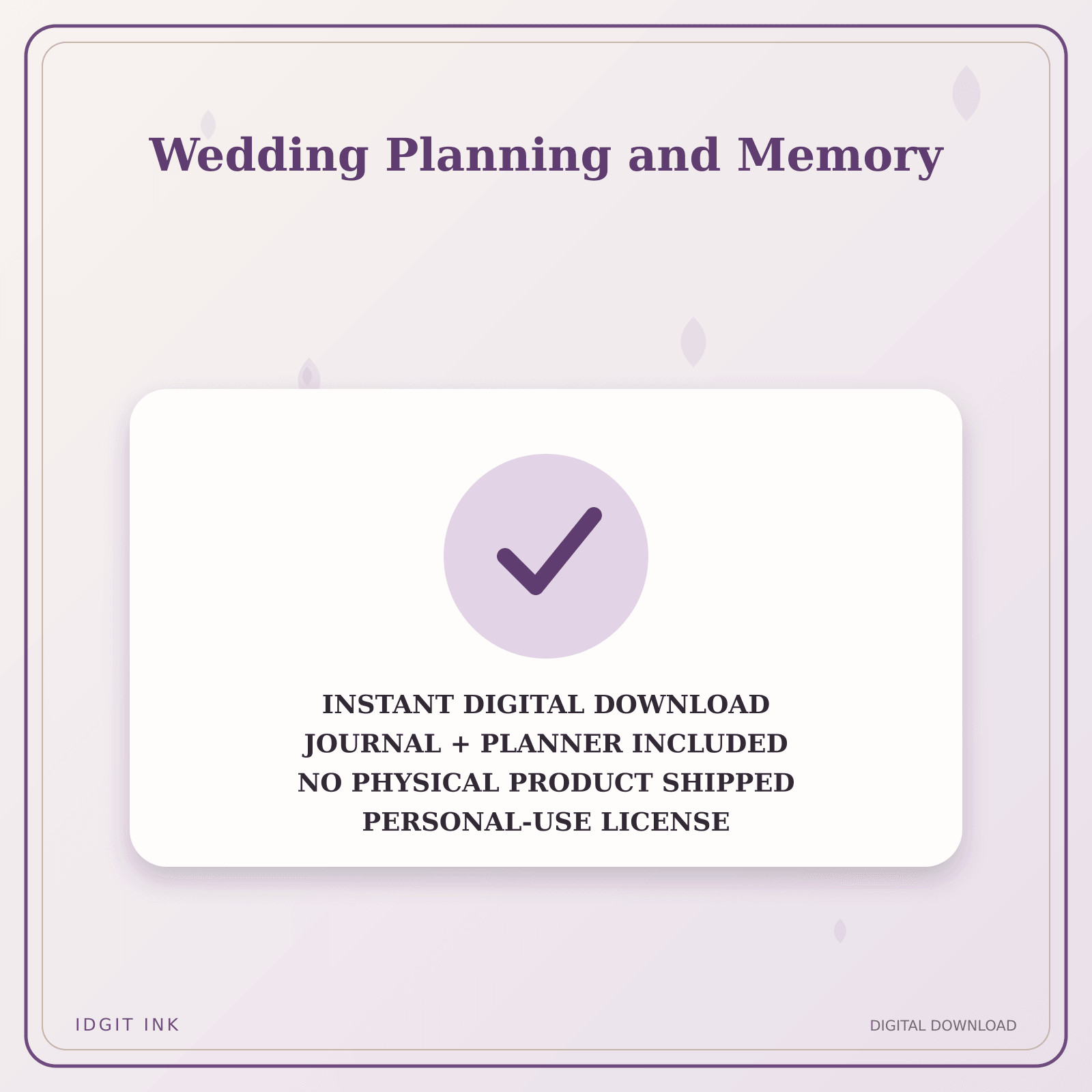 Idgit Ink Wedding Planning and Memory deluxe journal and planner bundle — instant download and no physical product notice