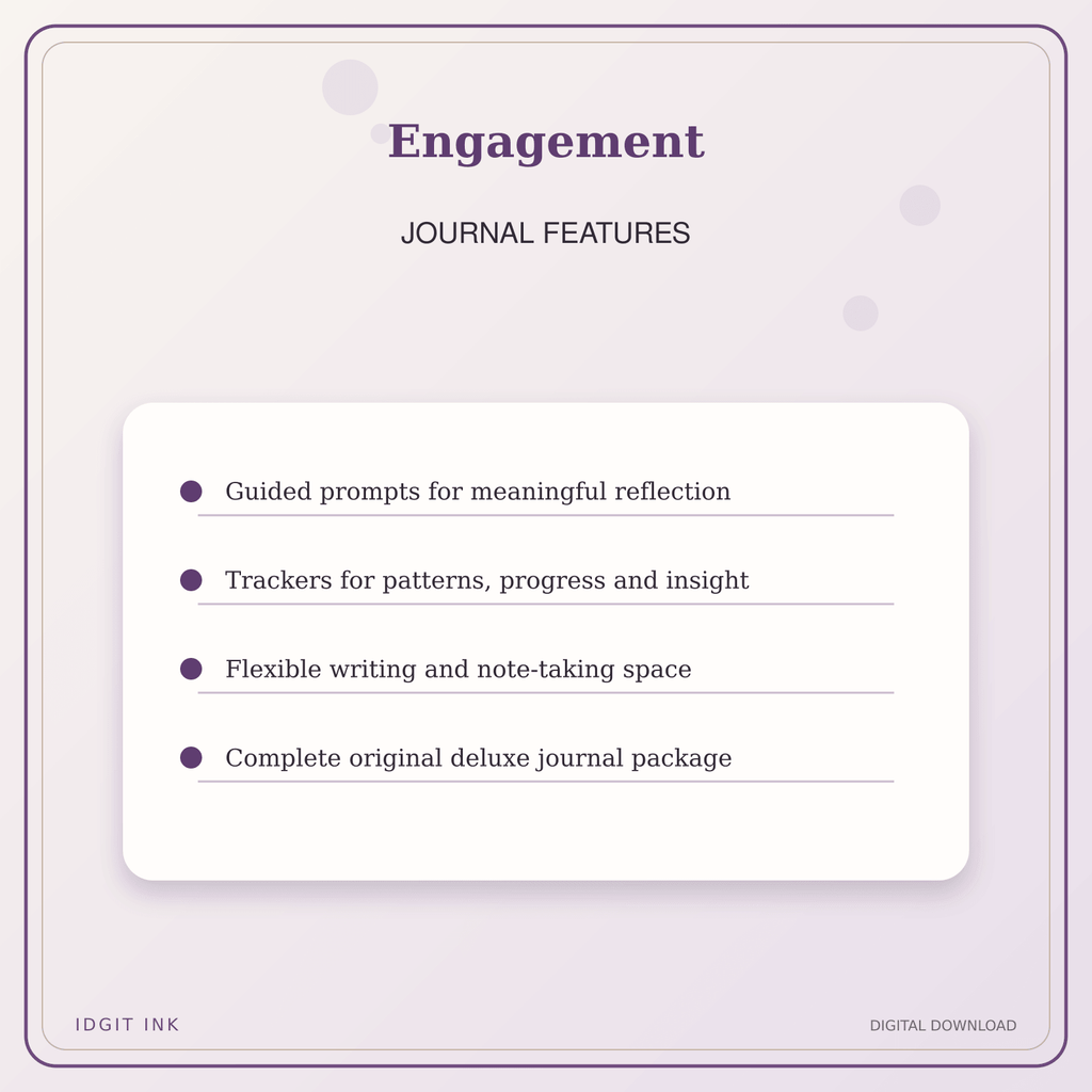 Idgit Ink Engagement deluxe journal and planner bundle — journal prompts and reflection features