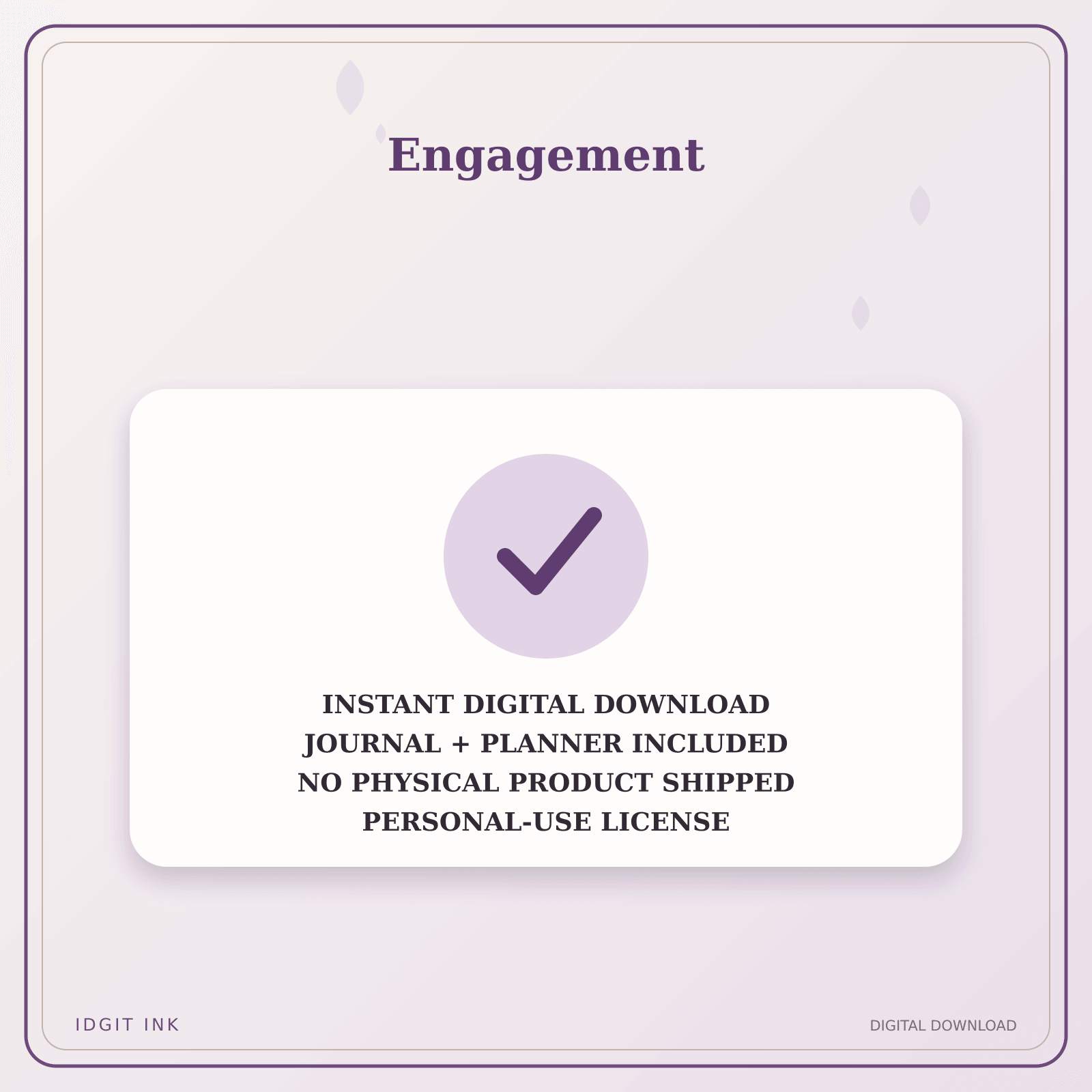 Idgit Ink Engagement deluxe journal and planner bundle — instant download and no physical product notice