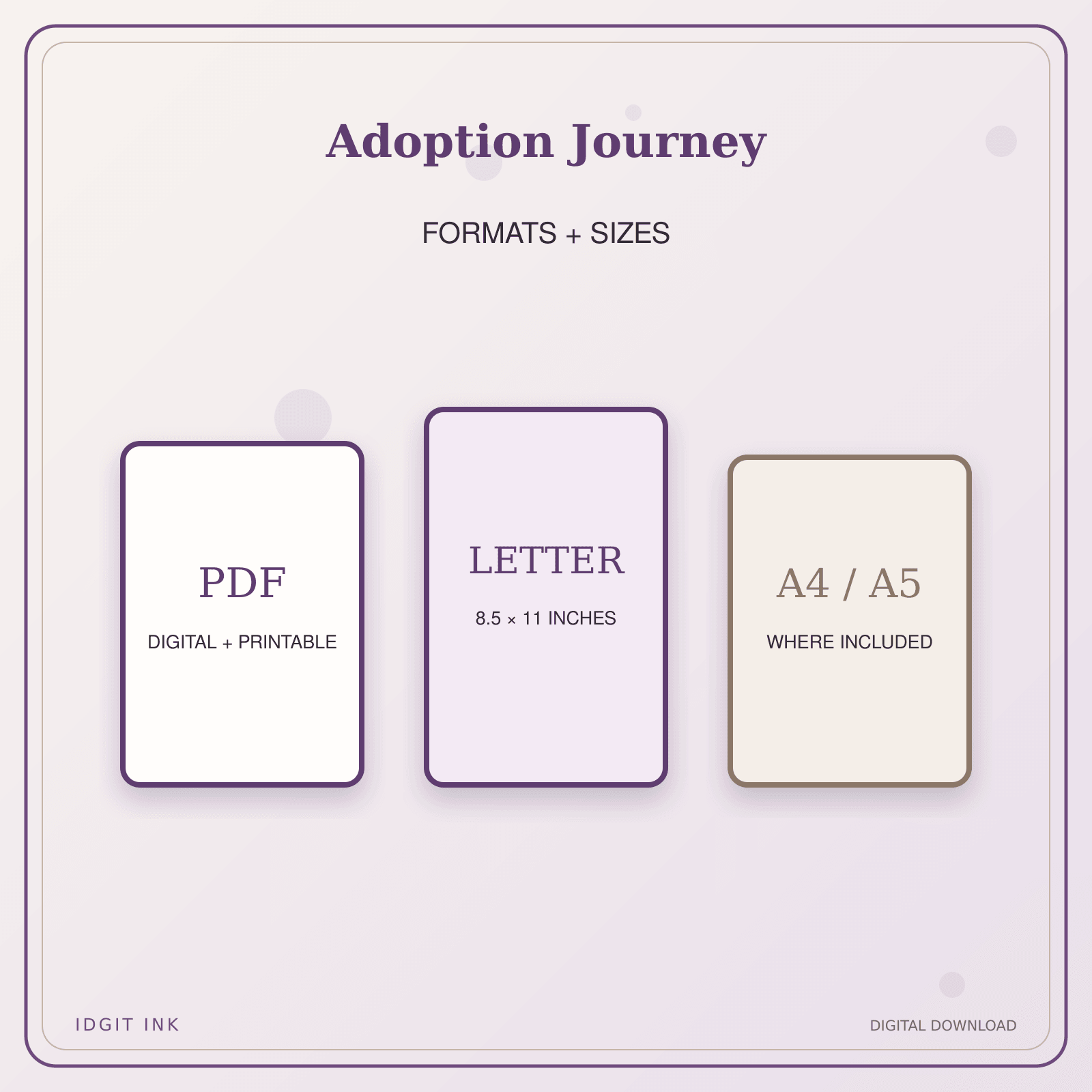 Idgit Ink Adoption Journey deluxe journal and planner bundle — digital formats and available page sizes
