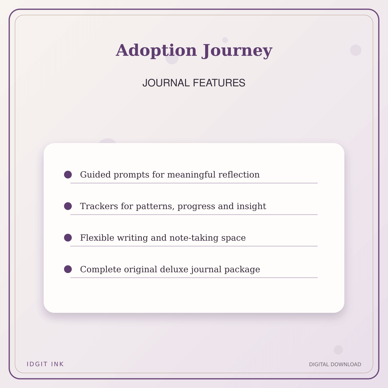 Idgit Ink Adoption Journey deluxe journal and planner bundle — journal prompts and reflection features