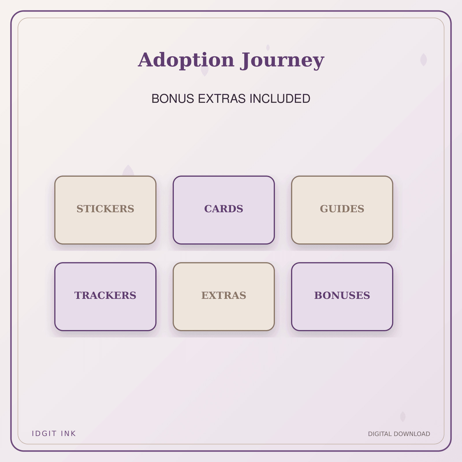 Idgit Ink Adoption Journey deluxe journal and planner bundle — included digital stickers and cards
