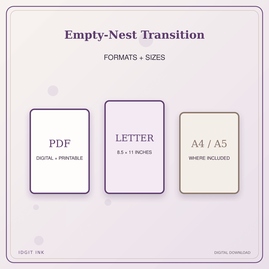 Idgit Ink Empty-Nest Transition deluxe journal and planner bundle — digital formats and available page sizes