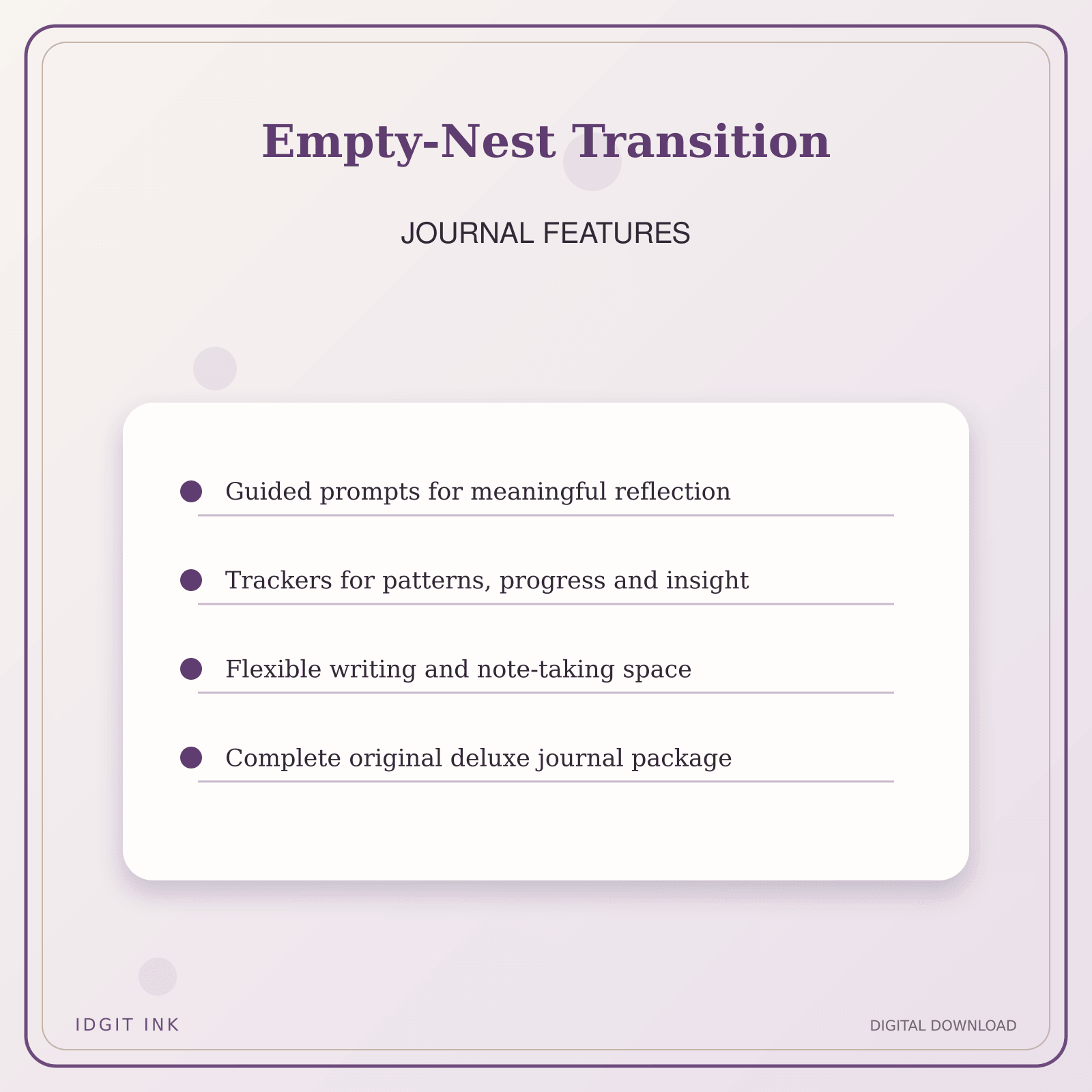 Idgit Ink Empty-Nest Transition deluxe journal and planner bundle — journal prompts and reflection features