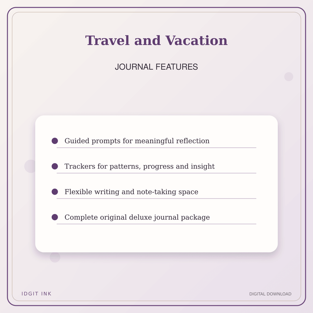Idgit Ink Travel and Vacation deluxe journal and planner bundle — journal prompts and reflection features