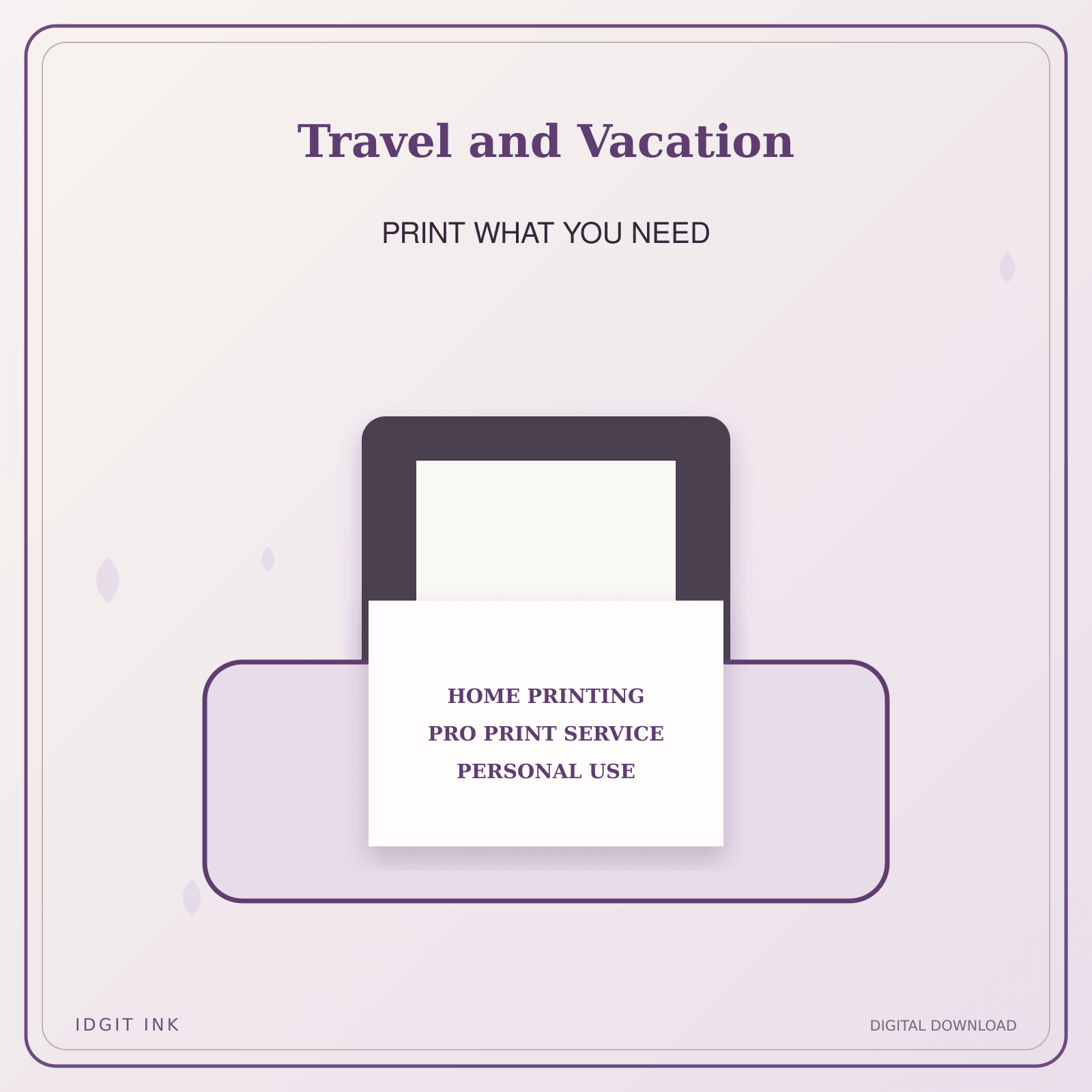 Idgit Ink Travel and Vacation deluxe journal and planner bundle — home and professional printing information