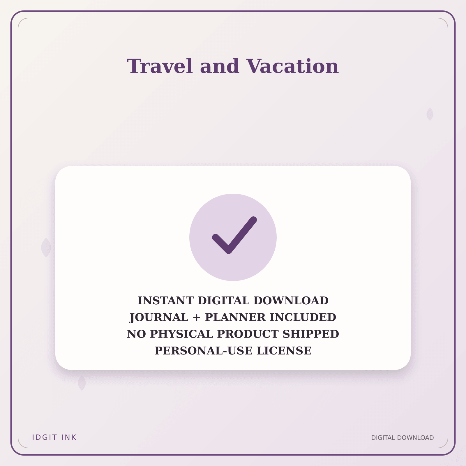Idgit Ink Travel and Vacation deluxe journal and planner bundle — instant download and no physical product notice