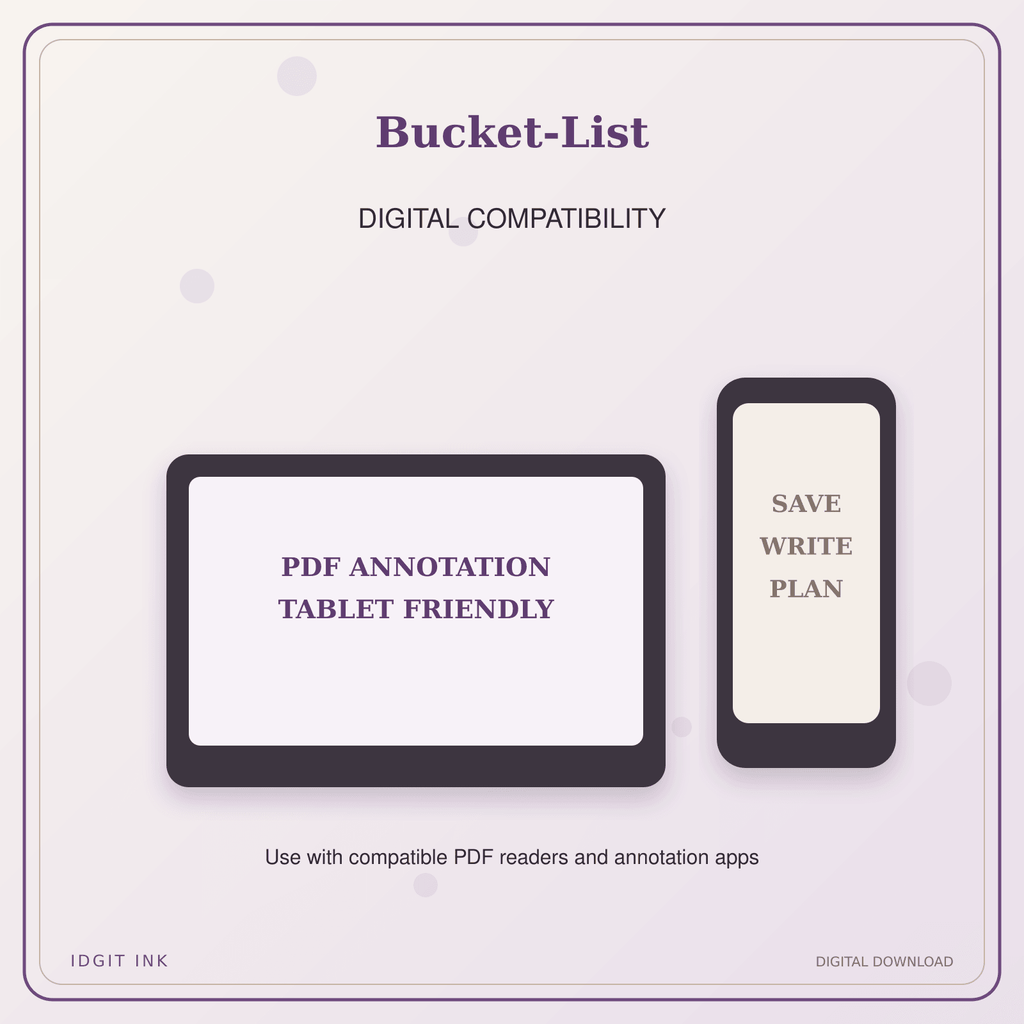 Idgit Ink Bucket-List deluxe journal and planner bundle — tablet and pdf annotation compatibility