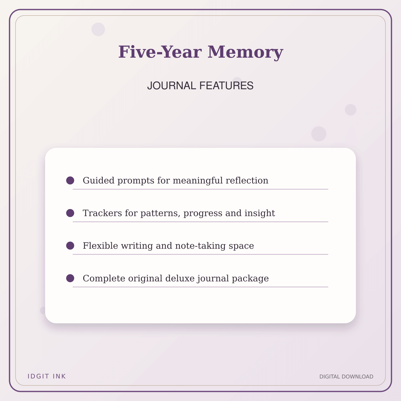 Idgit Ink Five-Year Memory deluxe journal and planner bundle — journal prompts and reflection features