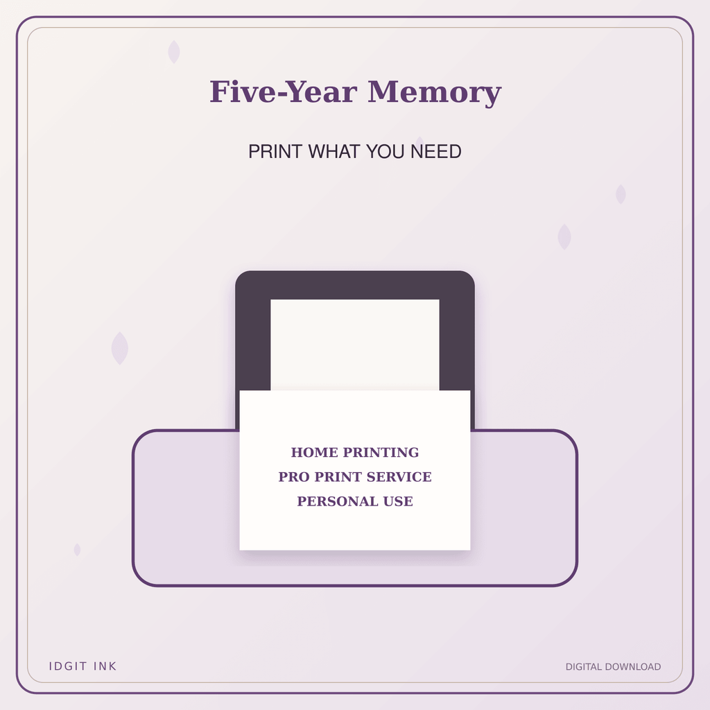 Idgit Ink Five-Year Memory deluxe journal and planner bundle — home and professional printing information