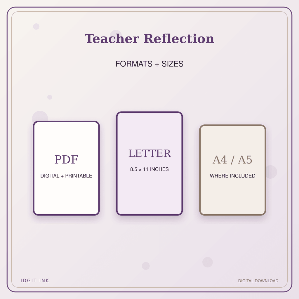 Idgit Ink Teacher Reflection deluxe journal and planner bundle — digital formats and available page sizes