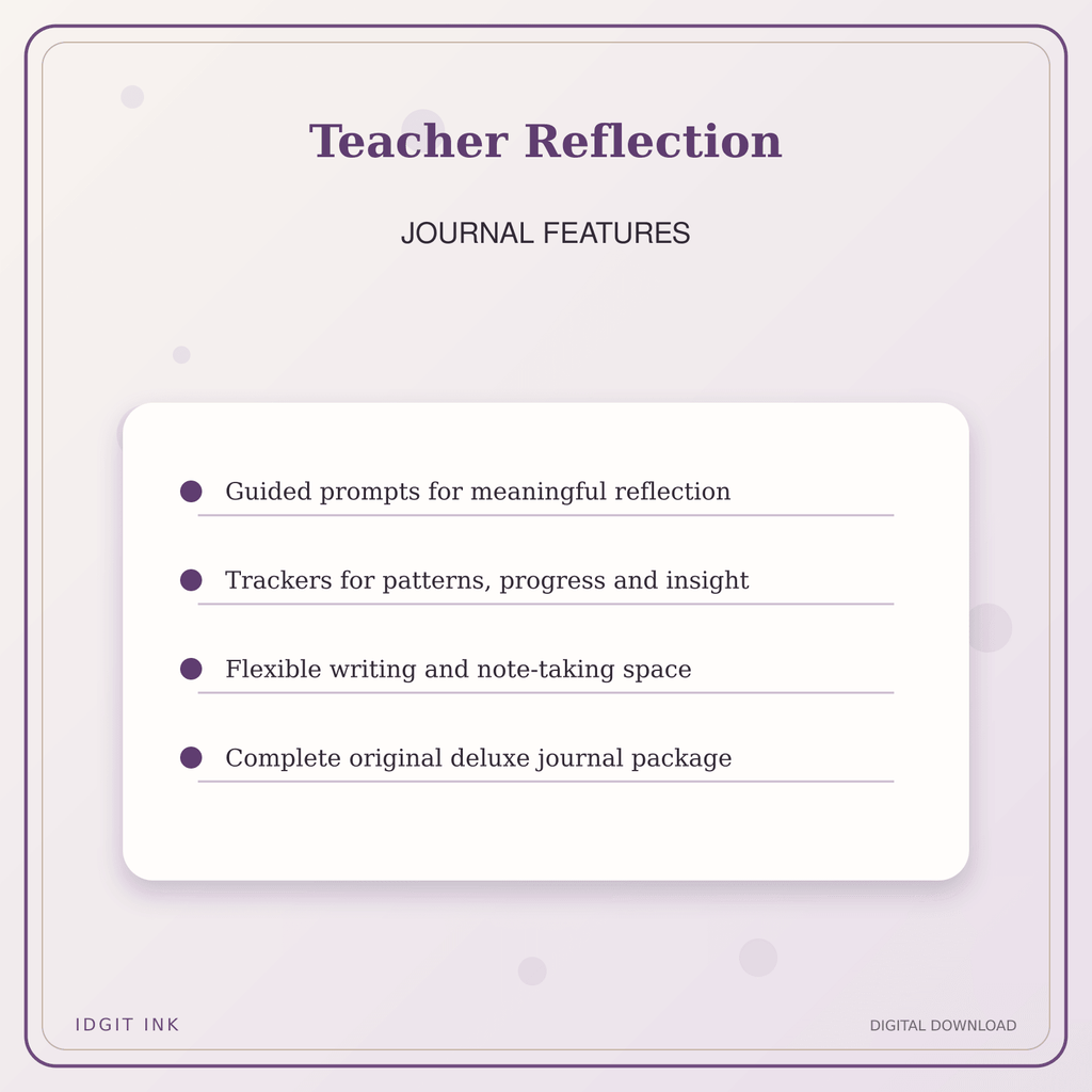 Idgit Ink Teacher Reflection deluxe journal and planner bundle — journal prompts and reflection features