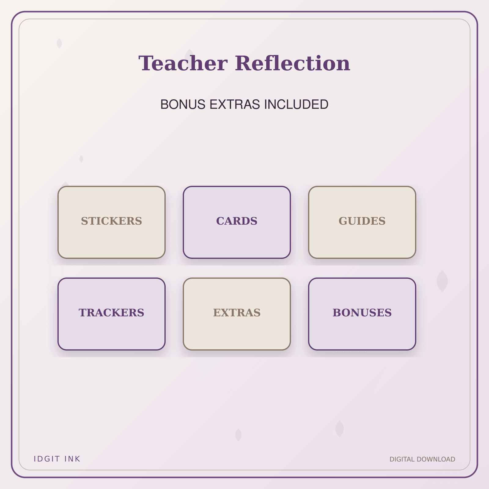 Idgit Ink Teacher Reflection deluxe journal and planner bundle — included digital stickers and cards
