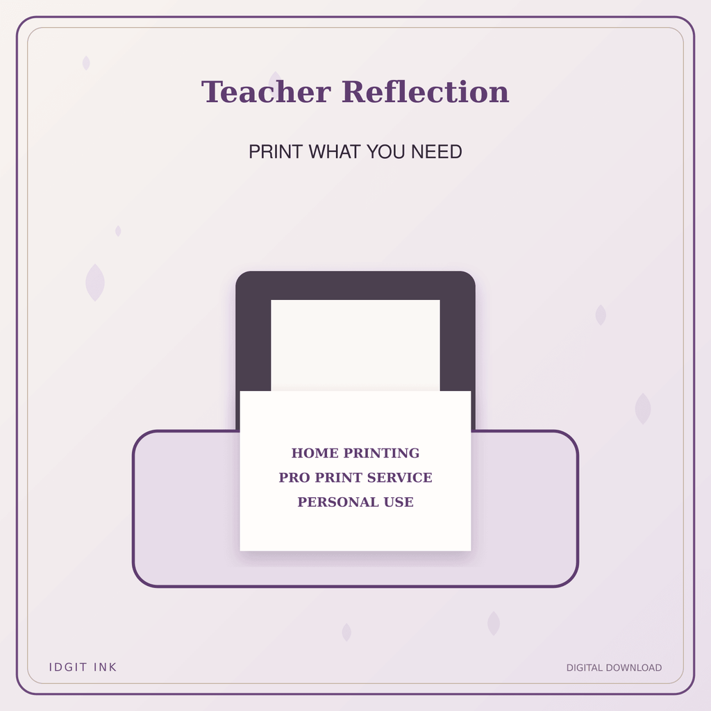 Idgit Ink Teacher Reflection deluxe journal and planner bundle — home and professional printing information