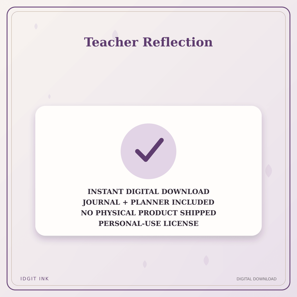 Idgit Ink Teacher Reflection deluxe journal and planner bundle — instant download and no physical product notice