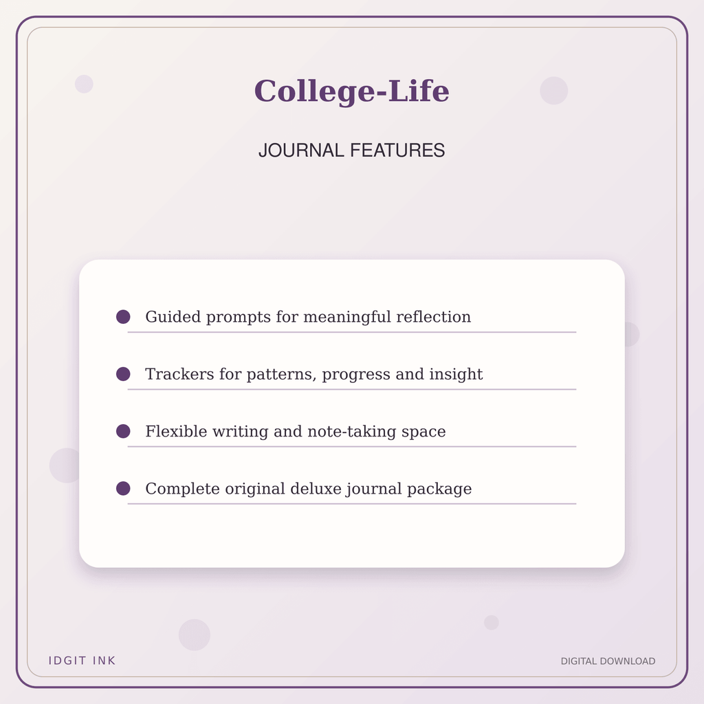 Idgit Ink College-Life deluxe journal and planner bundle — journal prompts and reflection features