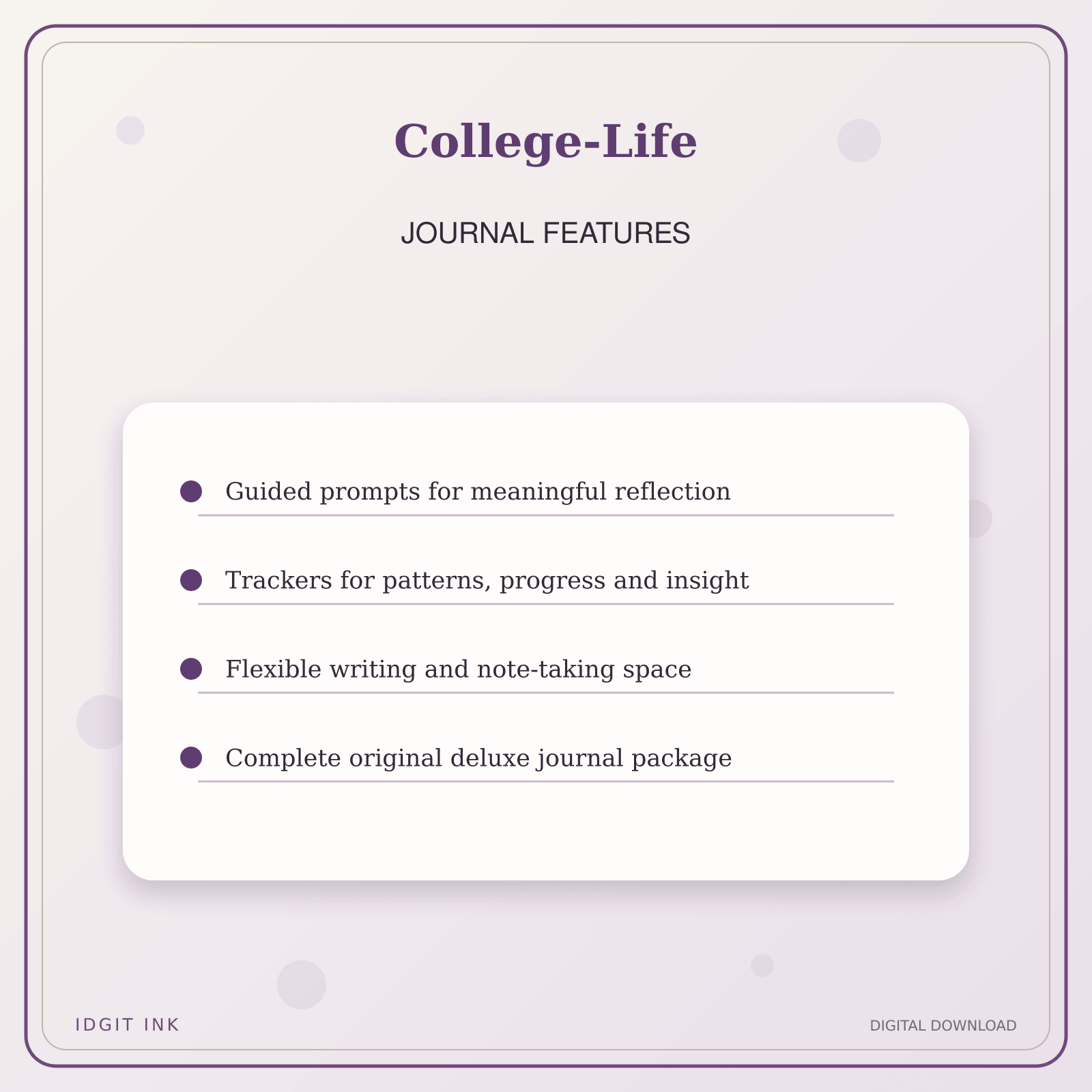 Idgit Ink College-Life deluxe journal and planner bundle — journal prompts and reflection features