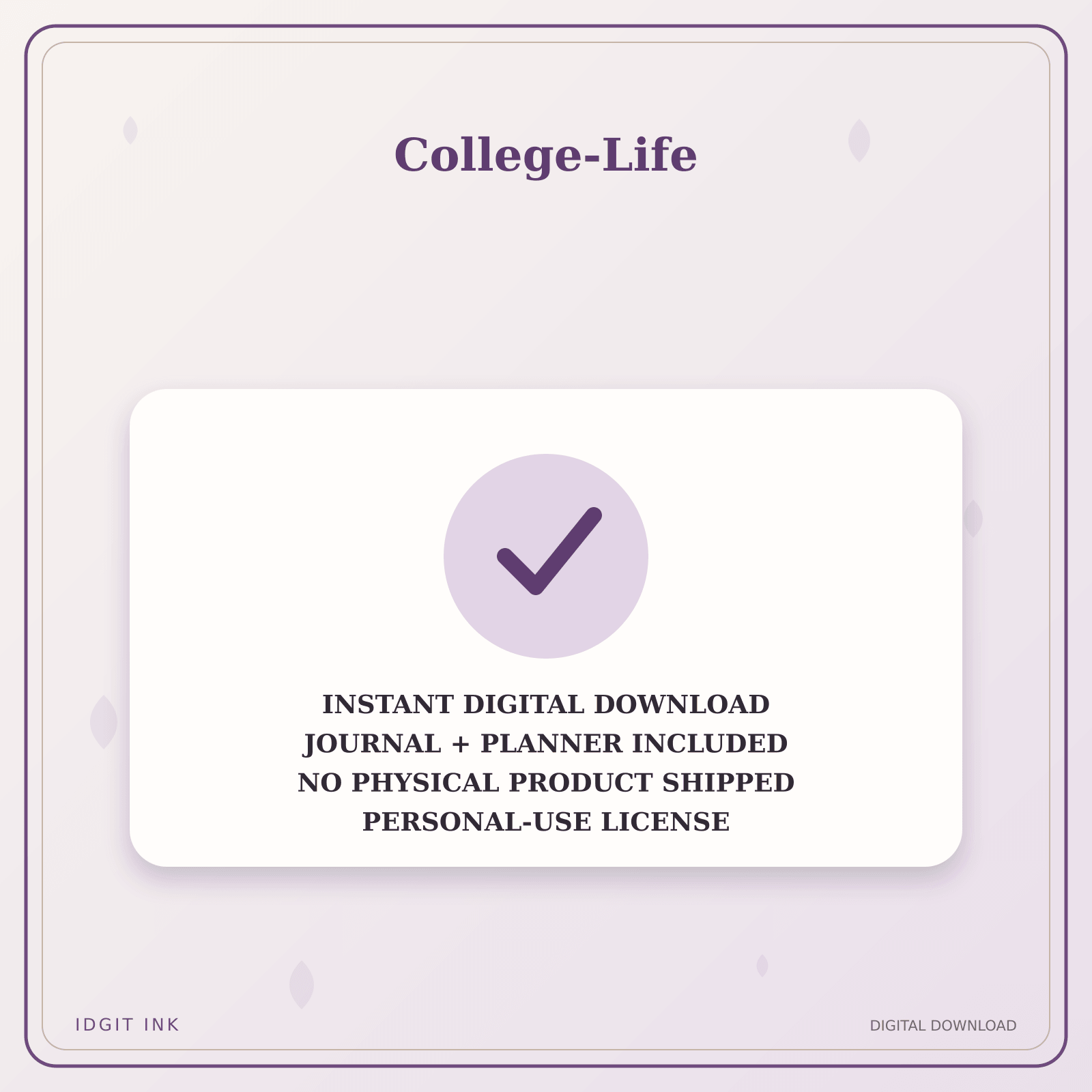 Idgit Ink College-Life deluxe journal and planner bundle — instant download and no physical product notice