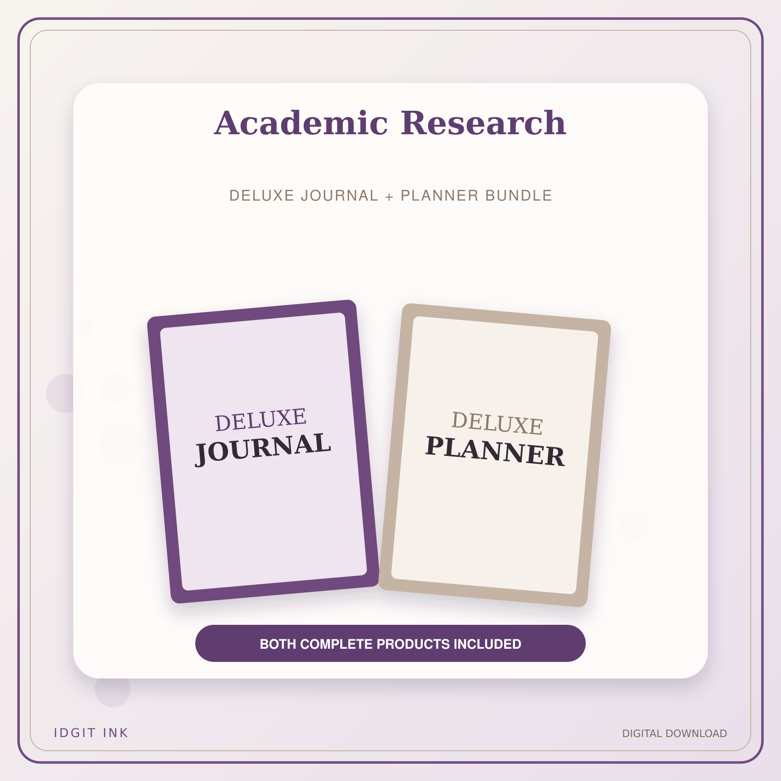Idgit Ink Academic Research deluxe journal and planner bundle — primary bundle cover showing both deluxe products