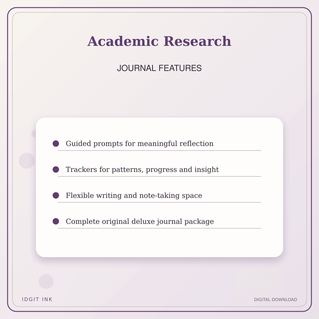 Idgit Ink Academic Research deluxe journal and planner bundle — journal prompts and reflection features