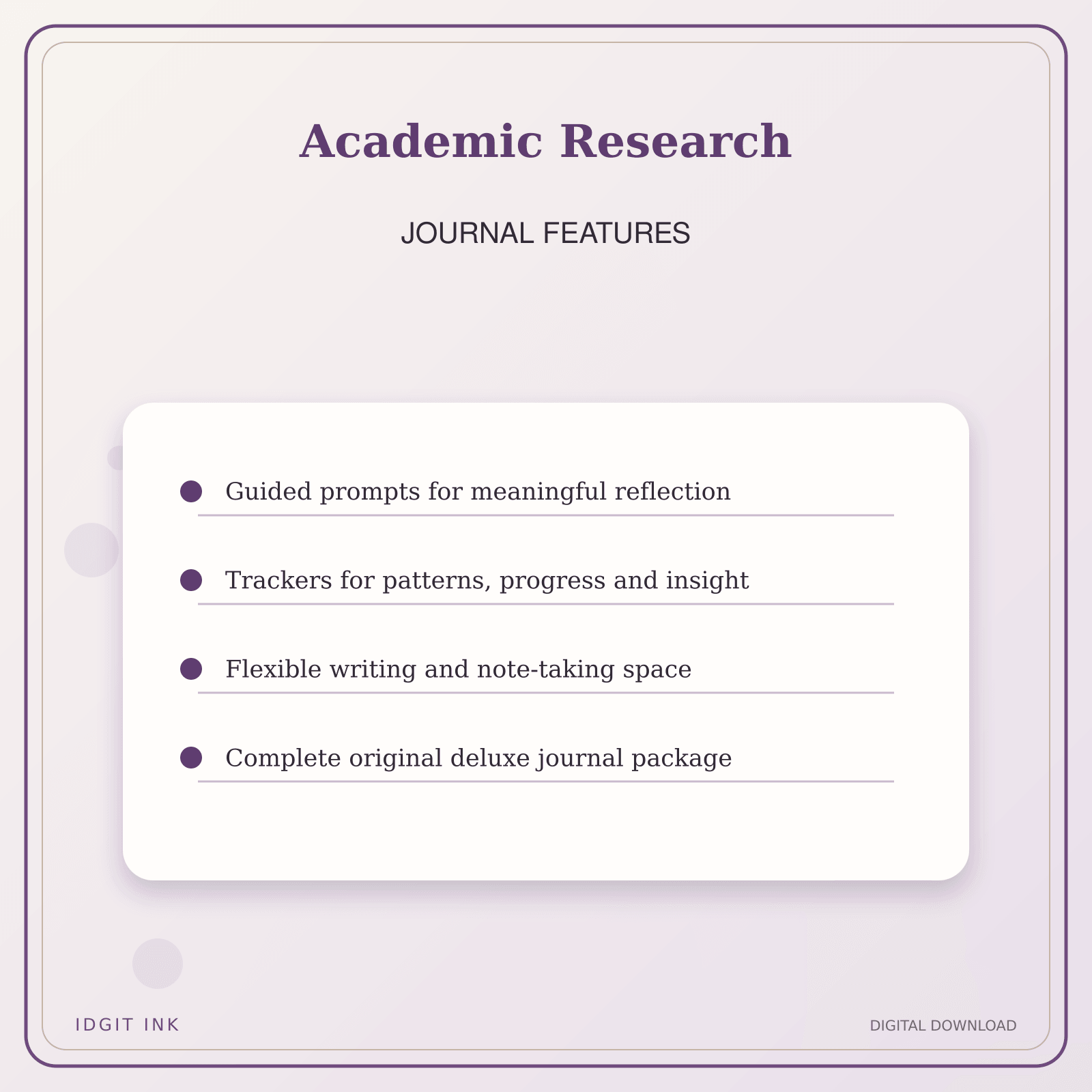 Idgit Ink Academic Research deluxe journal and planner bundle — journal prompts and reflection features