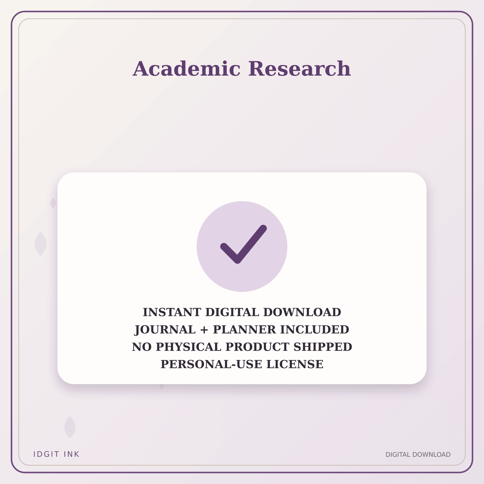 Idgit Ink Academic Research deluxe journal and planner bundle — instant download and no physical product notice