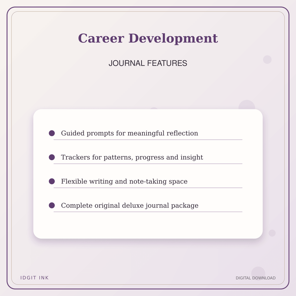 Idgit Ink Career Development deluxe journal and planner bundle — journal prompts and reflection features