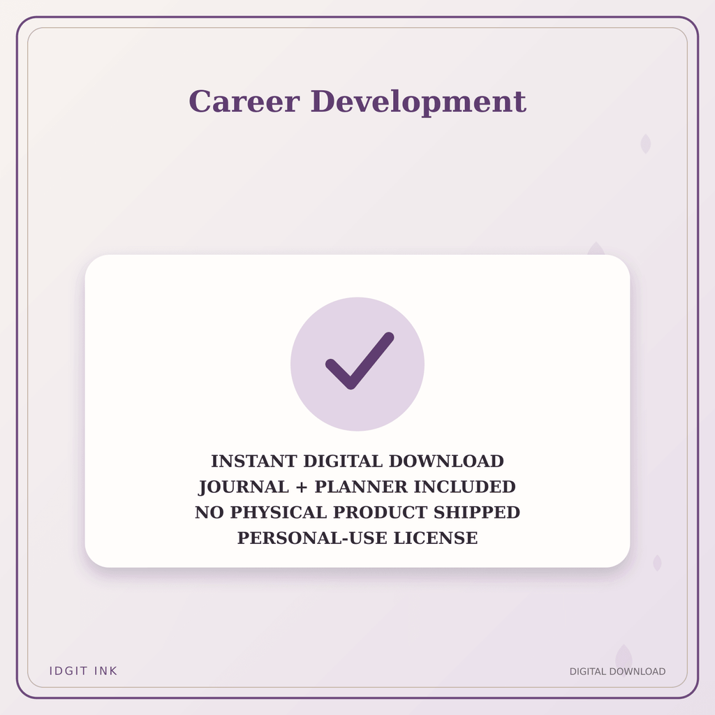 Idgit Ink Career Development deluxe journal and planner bundle — instant download and no physical product notice
