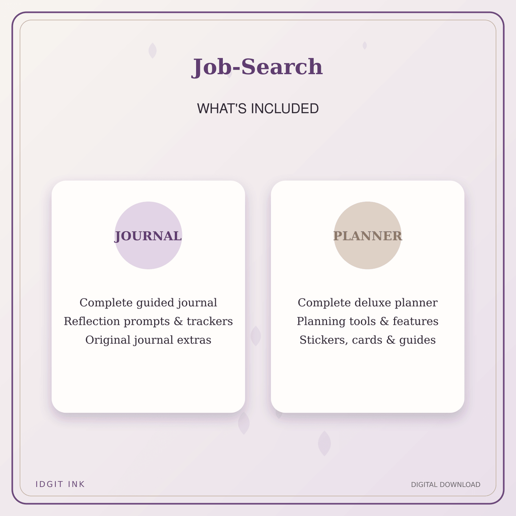 Idgit Ink Job-Search deluxe journal and planner bundle — complete journal and planner bundle contents