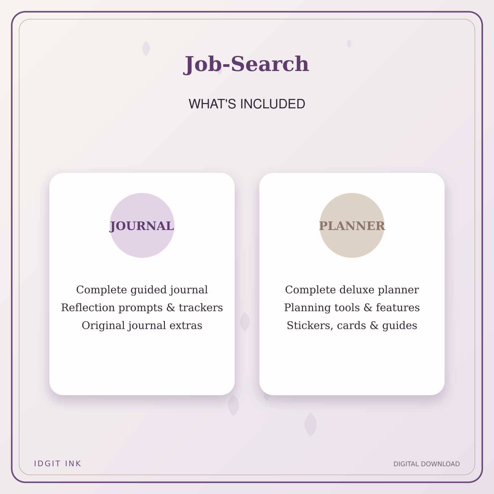 Idgit Ink Job-Search deluxe journal and planner bundle — complete journal and planner bundle contents