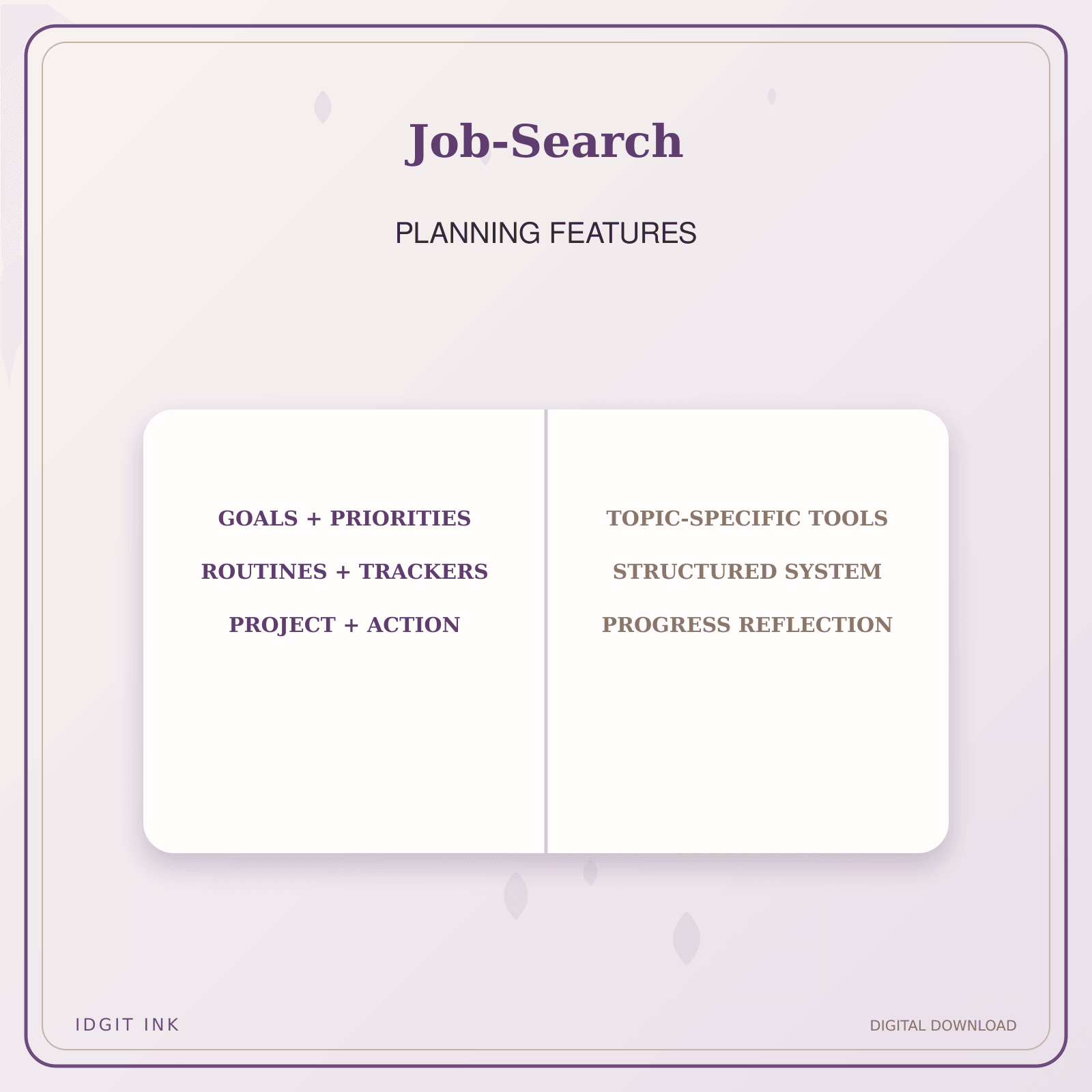Idgit Ink Job-Search deluxe journal and planner bundle — planner organization and planning features