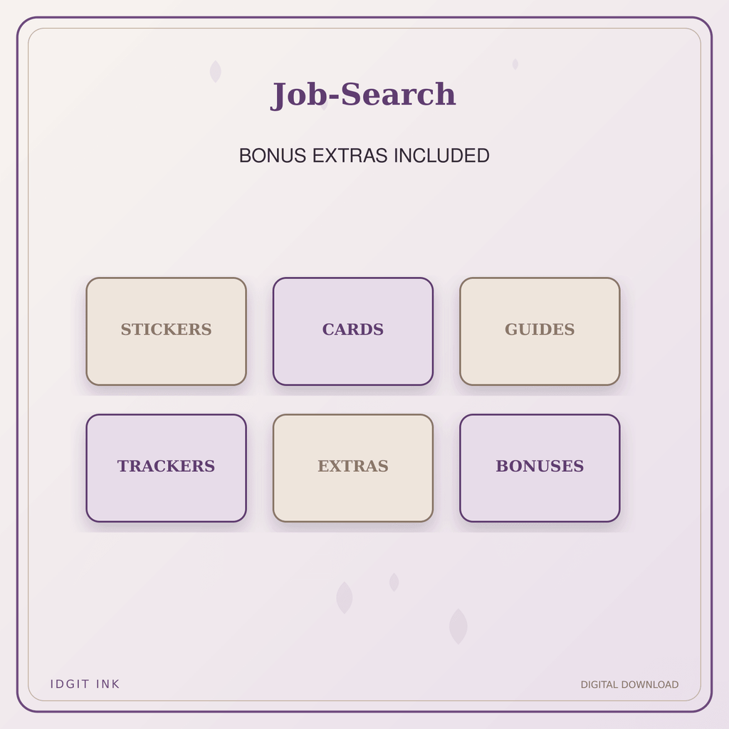 Idgit Ink Job-Search deluxe journal and planner bundle — included digital stickers and cards