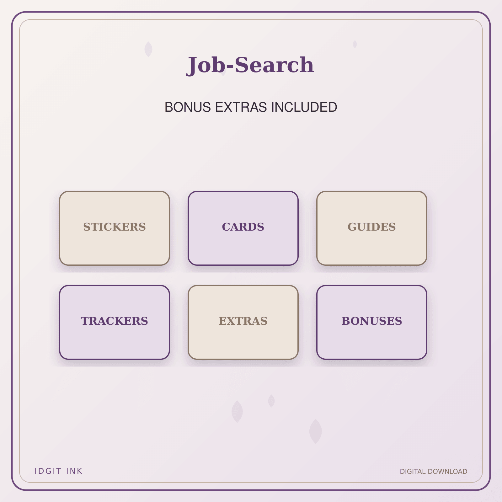 Idgit Ink Job-Search deluxe journal and planner bundle — included digital stickers and cards