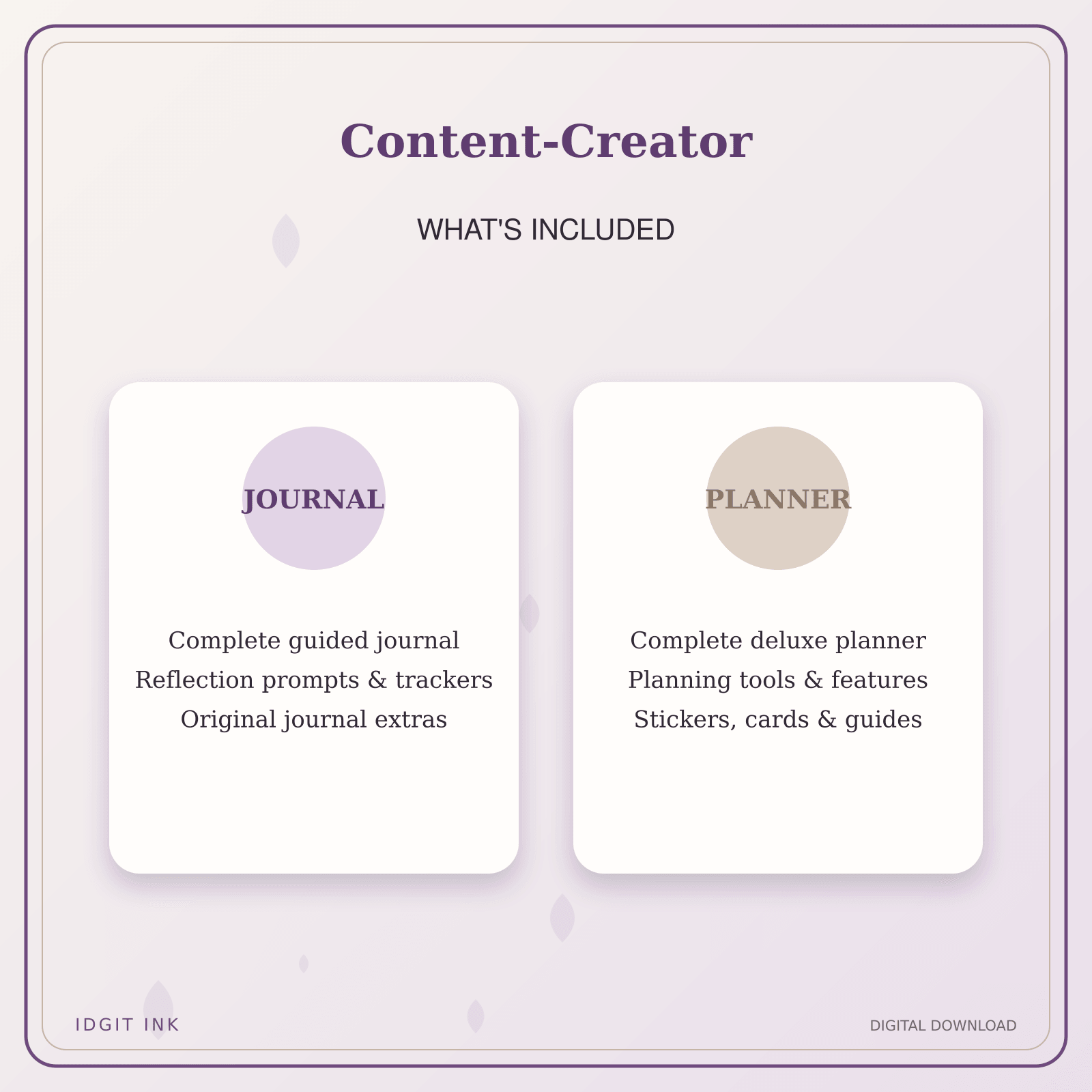 Idgit Ink Content-Creator deluxe journal and planner bundle — complete journal and planner bundle contents