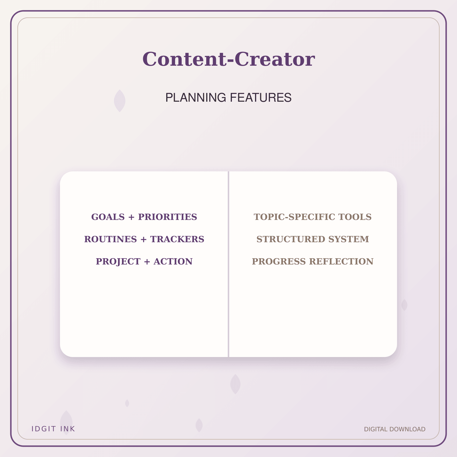 Idgit Ink Content-Creator deluxe journal and planner bundle — planner organization and planning features