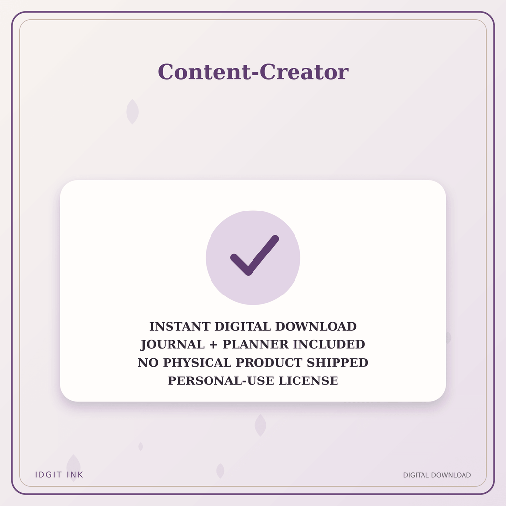 Idgit Ink Content-Creator deluxe journal and planner bundle — instant download and no physical product notice