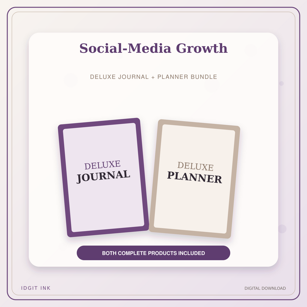 Idgit Ink Social-Media Growth deluxe journal and planner bundle — primary bundle cover showing both deluxe products