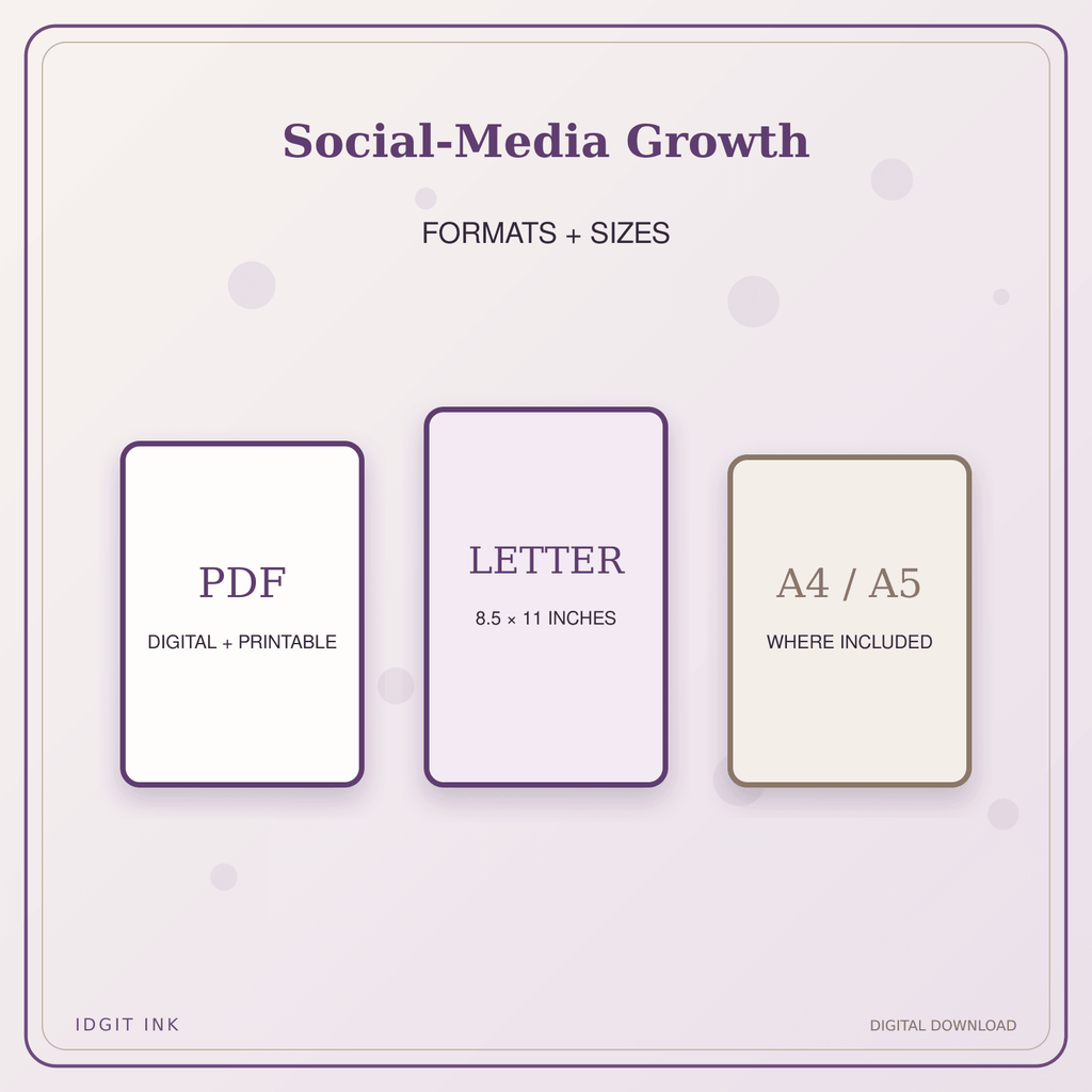 Idgit Ink Social-Media Growth deluxe journal and planner bundle — digital formats and available page sizes