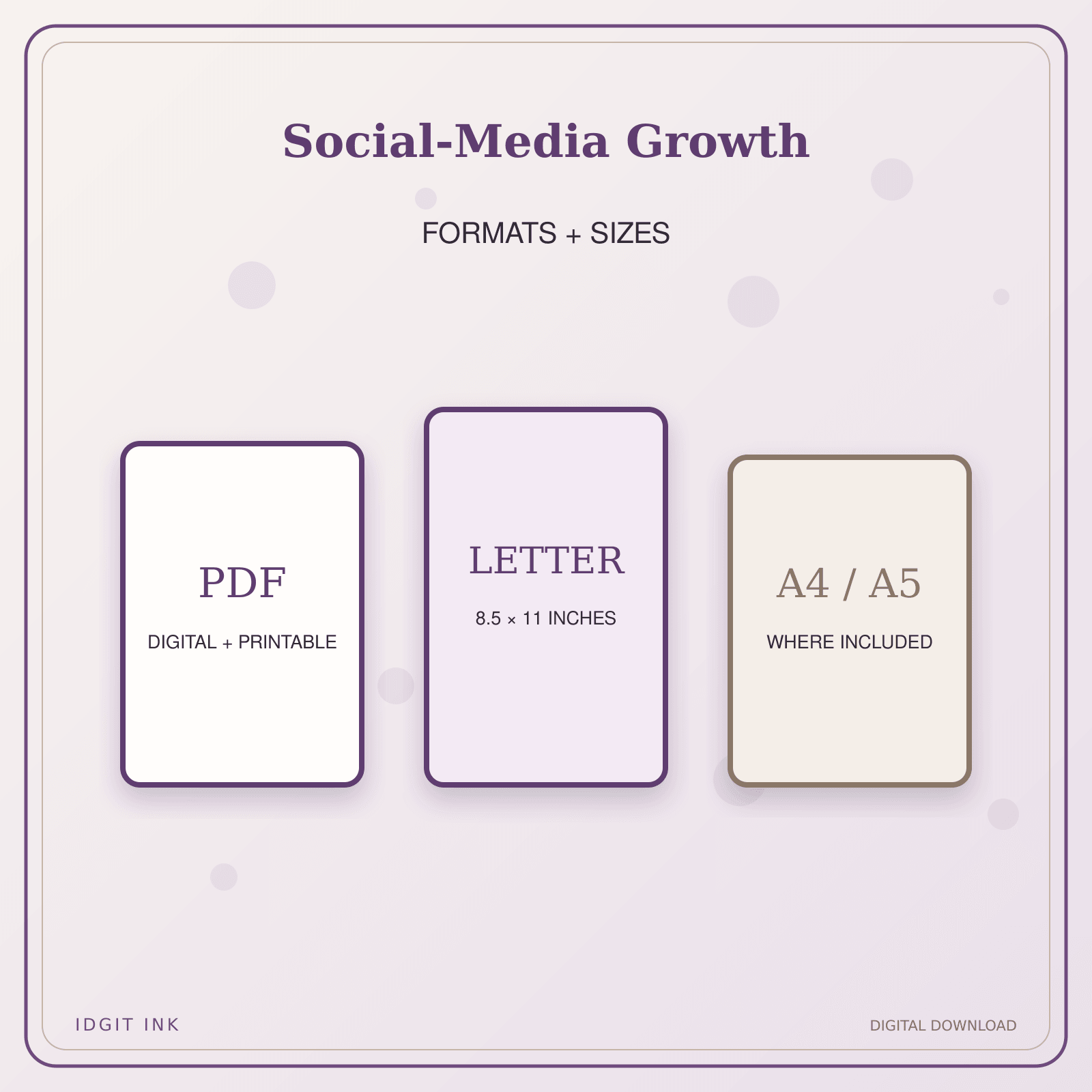 Idgit Ink Social-Media Growth deluxe journal and planner bundle — digital formats and available page sizes