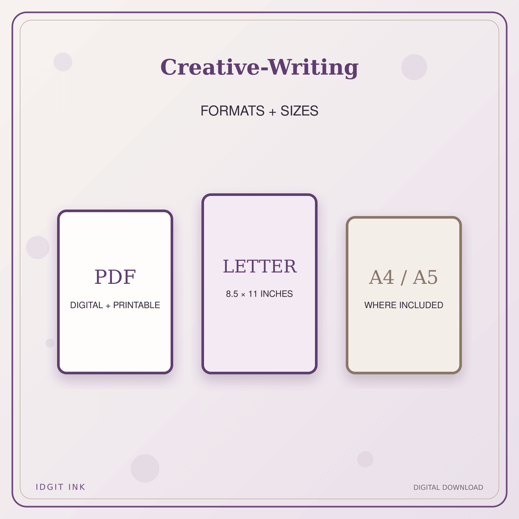 Idgit Ink Creative-Writing deluxe journal and planner bundle — digital formats and available page sizes
