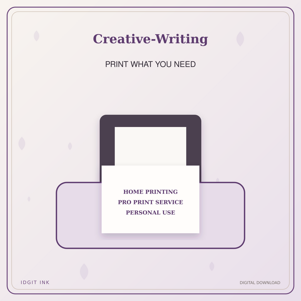 Idgit Ink Creative-Writing deluxe journal and planner bundle — home and professional printing information