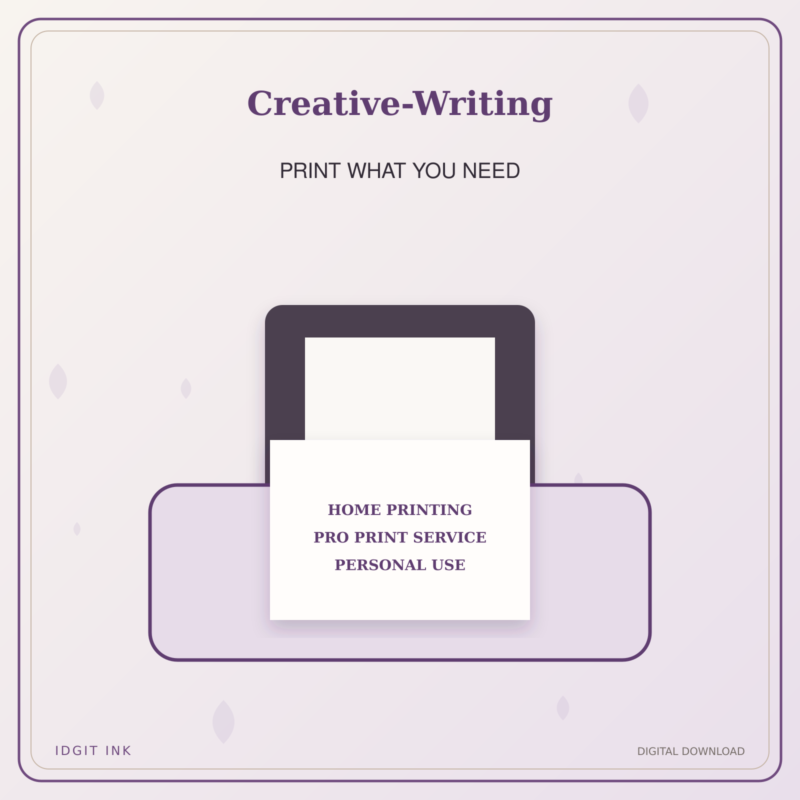 Idgit Ink Creative-Writing deluxe journal and planner bundle — home and professional printing information