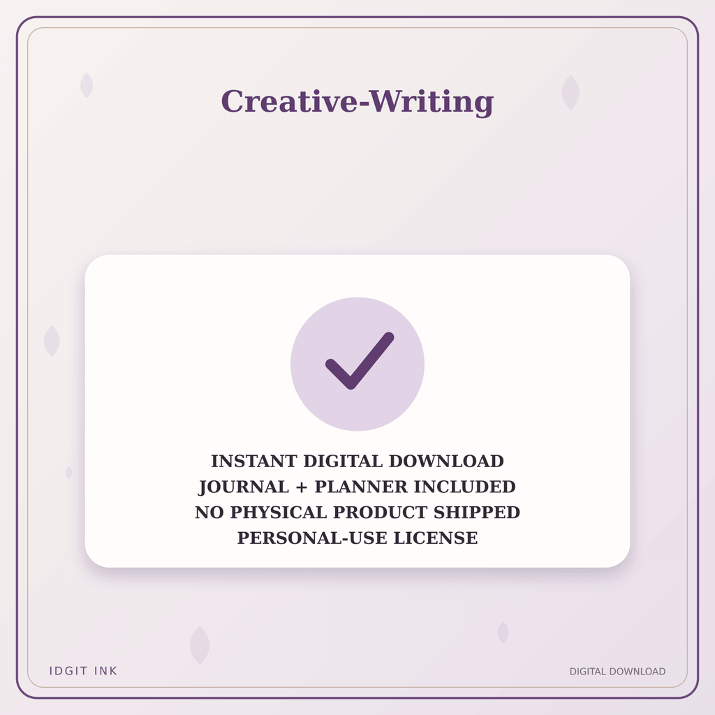 Idgit Ink Creative-Writing deluxe journal and planner bundle — instant download and no physical product notice